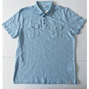 Lucky Brand Light Blue Short Sleeve Polo with Chest Pockets